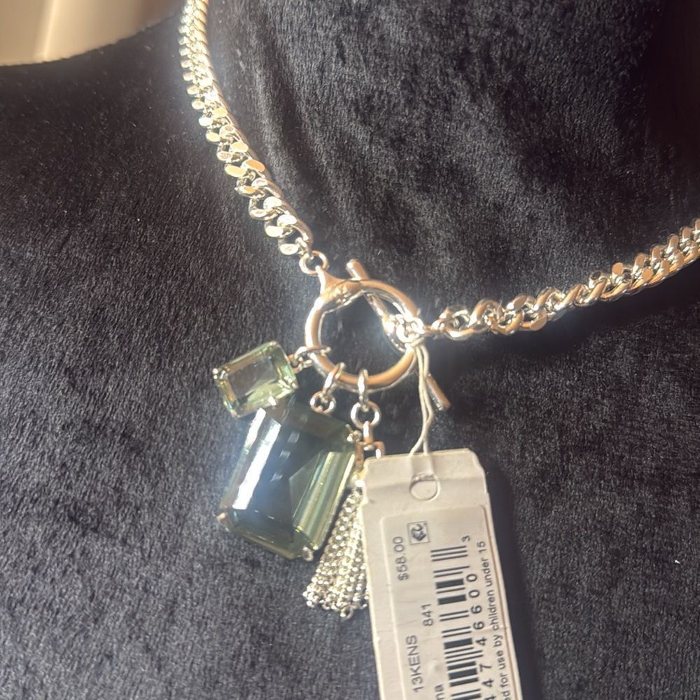 Ralph Lauren Silver Necklace with Green Accents new with tags